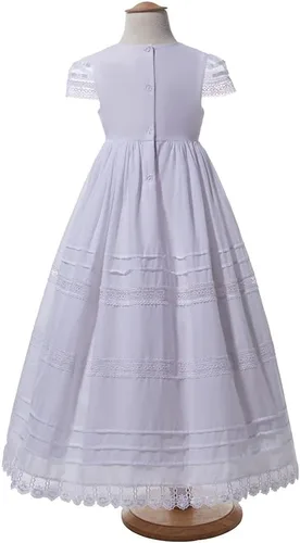 Vista 3 de NIUBAO Bautismo de encaje delicado vestido de bautizo de algodón con sombrero para niñas de 0 a 12 meses