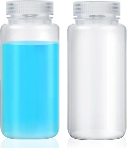 Vista 9 de Hoolerry 20 piezas 2 oz 60 ml botellas de muestra de plástico de grado laboratorio de polipropileno de boca ancha botellas de reactivo con tapas