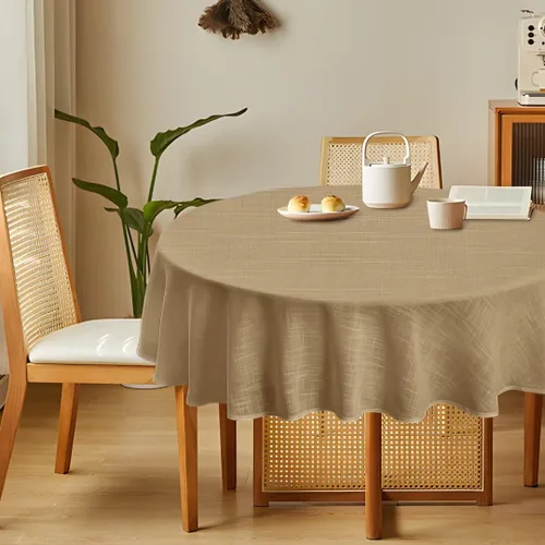 Vista 24 de Mantel rectangular de lino natural, mantel ligero con textura de otoño de 52 x 70 pulgadas, resistente al agua, resistente a las manchas, mantel
