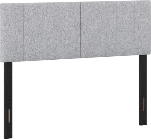 Vista 15 de KOMFOTT - Cabecera tapizada en tela de lino para cama tamaño Full/Queen, cabecera rectangular con patas de madera maciza y ancho ajustable, cabecera
