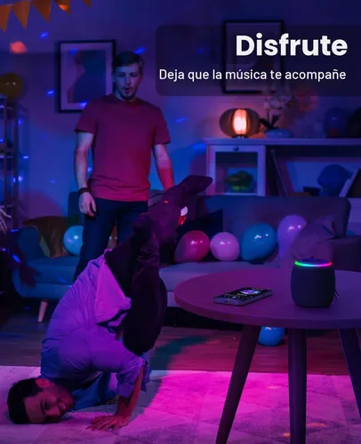 Vista 3 de LENRUE Altavoz Bluetooth, altavoz inalámbrico con espectáculo de luz dinámico, sonido nítido, TWS, altavoz portátil para teléfonos, mesas