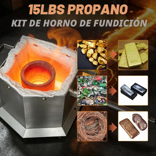 Vista 3 de CANALHOUT Kit de horno de fusión de propano de 15.4 lbs/15 libras con 2 pinzas y crisol