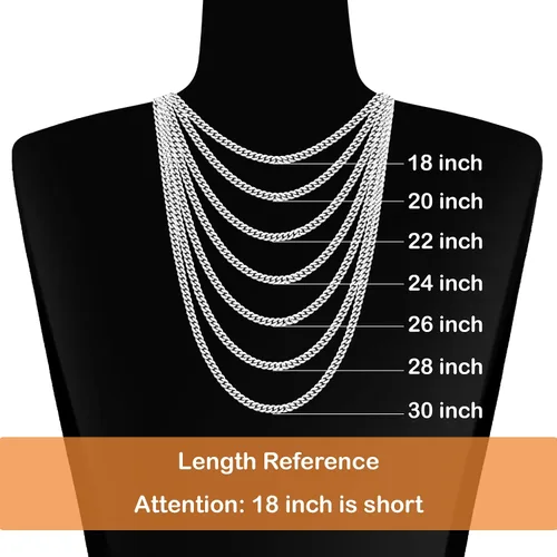 Vista 5 de Jewlpire Diamond Cut Miami Mens Cuban Link Chain Necklace Gold Chain Silver Chain for Men Boys Women Hip-Hop Cool Style 316L Stainless Steel18K