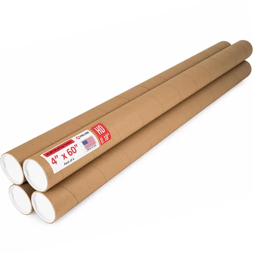 Vista 47 de Tubo de cartón reforzado de 2 x 18 pulgadas, paquete de 4 tubos con 8 tapas, seguro aprobado por USPS, ideal para envío y almacenamiento