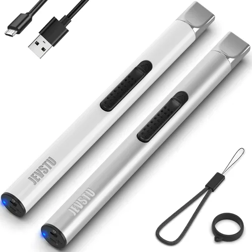 Vista 13 de Encendedor de velas, eléctrico recargable con arco USB, resistente al viento, sin llama, encendedor de plasma de palo largo con cuerda y anillo, sin
