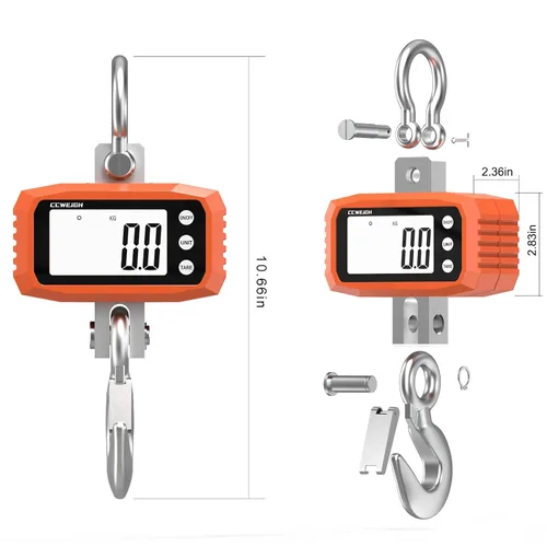 Vista 6 de Báscula digital de grúa y báscula colgante de 2,204.6 lbs - Mango de acero inoxidable de aluminio Multiuso para gimnasio, caza, viajes