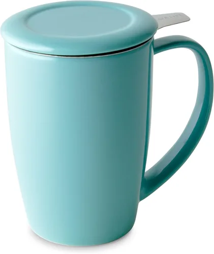 Vista 10 de Forlife. Taza de 15 onzas, alta, curvada, con infusor de té y tapa., negro, (Black Graph)