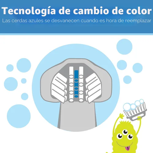 Vista 4 de Dr. Brown's ToothScrubber Cepillo de dientes para niños pequeños, cepillo de dientes de entrenamiento de triple cara con base de ventosa, monstruo