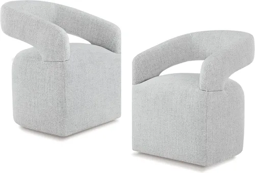 Vista 12 de KISLOT Juego de 1 sillas de comedor tapizadas con ruedas, color beige crema
