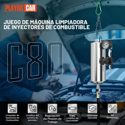 Vista 2 de PLAYOCCAR Kit limpiador de inyector de combustible 1000ML 150PSI sin