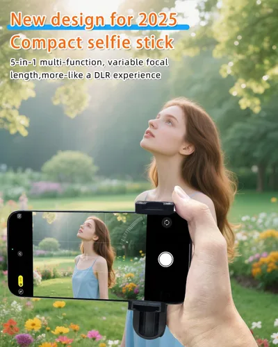 Vista 3 de CloudValley PocketFlex - Mini trípode con control de zoom, soporte de teléfono de bolsillo 3 en 1, para selfie, compatible con MagSafe, soporte