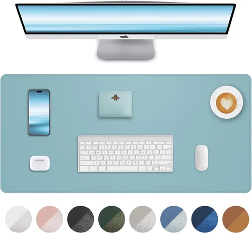 Vista 58 de Tapete protector para escritorio y mouse, antideslizante, de piel sintética, tapete impermeable de escritura para laptop, para oficina y hogar