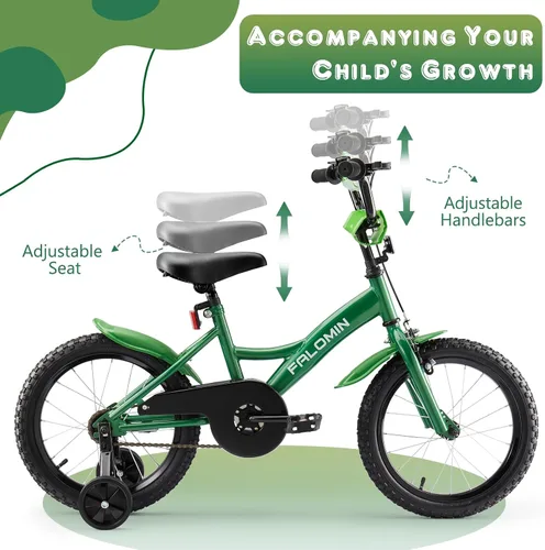 Vista 5 de 14/16/18 Inch Children’s Bike for Toddlers Kids Ages 3-9, Safe Non-Slip Tires, Removable Training Wheels, Coaster Brake, Easy Assembly, Perfect for