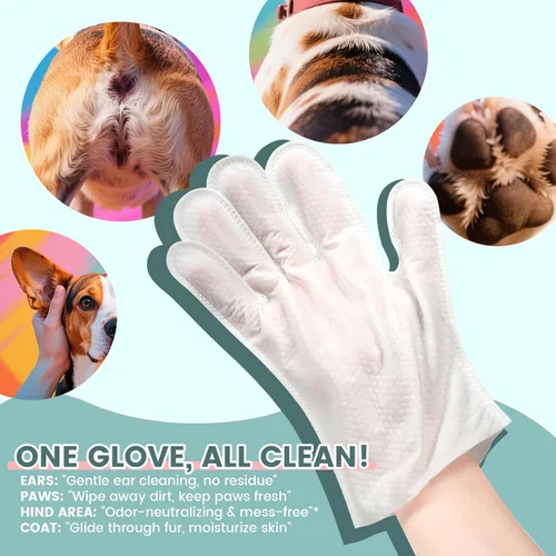 Vista 6 de IMMHABI 100 toallitas desodorizantes de limpieza para guantes de mascotas