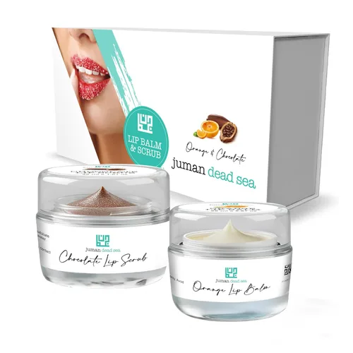 Vista 9 de Juman Set de regalo de labios de minerales del mar muerto Con aceites esenciales Set exfoliante labial e hidratante Masilla y canela Vegano