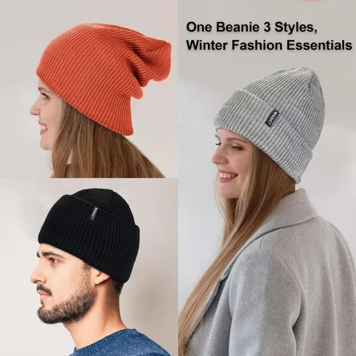 Vista 5 de MSDC Beanies Women 3 Pack, Winter Hats for Women Men Fleece Lined Warm for Cold Weather, Beanie for Women Fashion Skull Cap