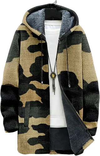 Vista 13 de BIVENANT Sudaderas con capucha con cremallera para hombre, cárdigan con capucha a rayas, sudaderas con capucha de camuflaje, abrigos de moda