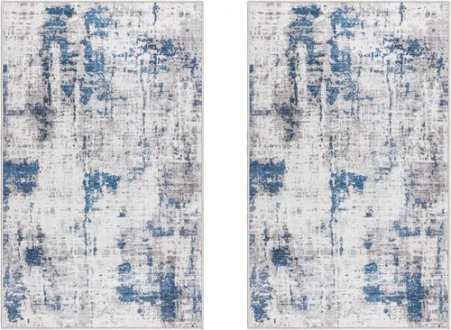 Vista 32 de Gertmenian - Tapete bohemio decorativo para interior, antideslizante, muy resistente para zonas de alto tránsito en habitación, sala de estar, Azul