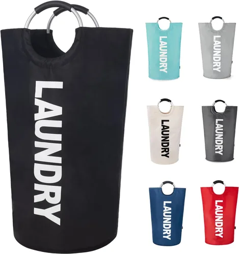Vista 9 de Twira Cesta de lavandería grande de 90 litros, cesta de lavandería que se mantiene bien, bolsa de lavandería con asas acolchadas, contenedor de ropa