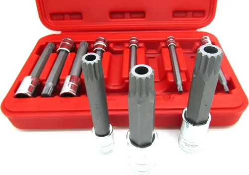 Vista 2 de 10 piezas 4 "largo spline XZN Triple Square Socket Set 1/4" 3/8" 1/2" prueba de manipulaciones