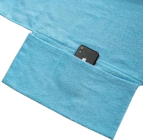 Vista 5 de Muka Toalla de baño de algodón con bolsillos laterales, 29 x 85 pulgadas, color azul