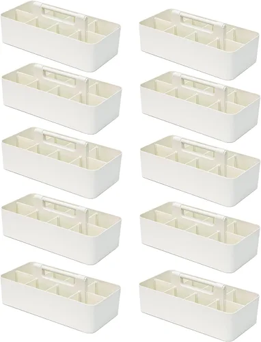 Vista 25 de Cesta grande portátil, divisores DIY, 8 compartimentos, organizador para suministros escolares, de oficina, para el hogar y negocios, cesta portátil
