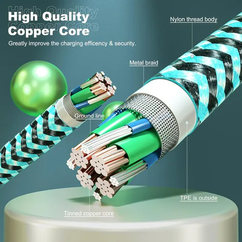 Vista 5 de Paquete de 3 cargadores de iPhone de 6 pies [certificado Apple MFi] Cable Lightning de ángulo recto de carga rápida, cable de automóvil para iPhone