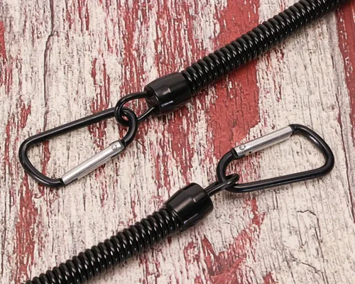 Vista 6 de Mini Skater Cordones de pesca negros de 6.89 pulgadas, cordón retráctil de resorte en espiral, cuerda de navegación, cuerda de seguridad en espiral