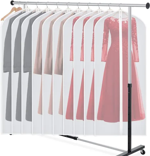 Vista 16 de Zilink Bolsas de ropa transpirables para abrigo de piel de 43", bolsas de traje para almacenamiento en armario, fundas transparentes para chaqueta