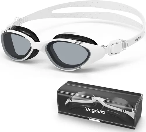 Vista 10 de VegoVia Gafas de natación para adultos para hombres y mujeres, gafas de natación para piscina, antiniebla/UV, gafas de natación con estuche