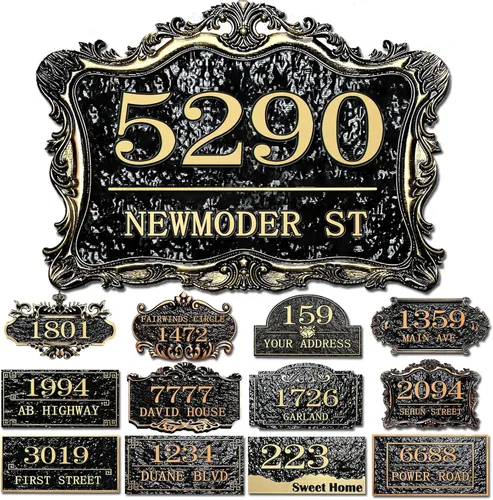 Vista 24 de Placa personalizada de dirección de casa, letrero de dirección de nombre de calle personalizado para números de casa, placa para buzón de garaje