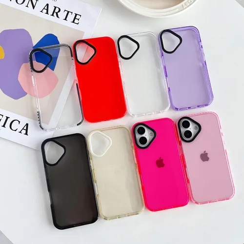 Vista 3 de FABSPARK Para iPhone 16,Neon Clear Bumper Case,Negro