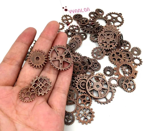 Vista 2 de Surtido de dijes con estilo Steampunk Y&Y (ruedas, engranajes o relojes), ideal para hacer manualidades y joyas