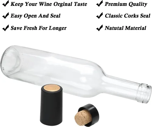 Vista 4 de Paquete de 12 botellas de vidrio de 12 onzas con tapas de corcho, botellas de vino vacías de 12.7 fl oz Clear Home Brewing - Botellas de licor