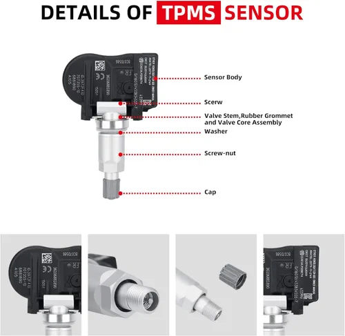Vista 5 de 4Pack 36106856209 433MHz Sistema de monitoreo de presión de neumáticos (TPMS) Sensor compatible con MINI Cooper BMW I3 I8 X1 X2 X5 X6 M2 M235I M240I