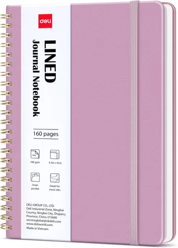 Vista 8 de deli Black Lined Spiral Journal Notebook, 160 Pages, A5 (5.5"x8") Hardcover Writing Notebook, College Ruled Spiral Bound Journal for Women & Men