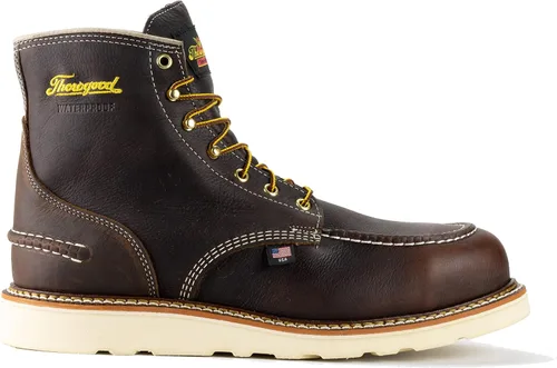 Vista 3 de Thorogood 1957 Series - Botas impermeables con punta de acero de 6 pulgadas para hombres, botas de seguridad de cuero de grano completo