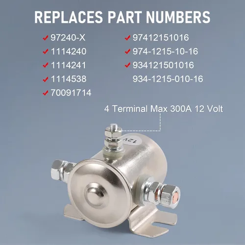Vista 2 de Máx. 200A 12 voltios 3 terminales Relé solenoide de servicio continuo para carritos de golf, cabrestante resistente marino en Rush 24106 SPST 12VDC
