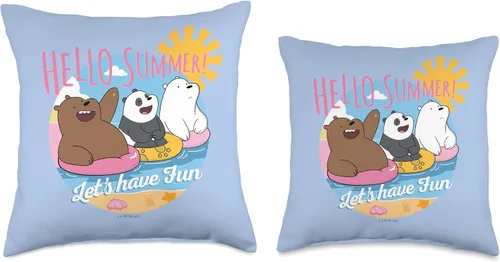 Vista 3 de Cartoon Network We Bare Hello Summer Grizz Panda Ice Bear - Almohada de 16 x 16 pulgadas, multicolor