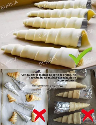 Vista 4 de EUICAE Moldes de cuerno crema de 5 pulgadas de tamaño grande, forma de cuerno crema, paquete de 16