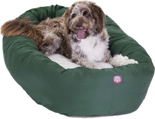 Vista 28 de Cama para perros Bagel de 40 pulgadas negra y Sherpa de Majestic Pet Products Negro