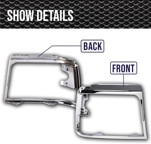 Vista 5 de PIT66 Puertas de marco de faros delanteros, compatible con Ford F150 F250 1992-1996 plateado cromado