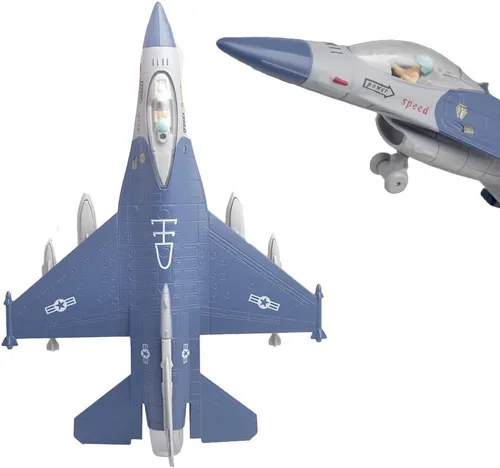 Vista 5 de Ailejia Diecast F 16 Fighting Falcon modelo de avión avión Ejército de la Fuerza Aérea Juguetes Militar Avión Tire hacia atrás con luces y sonidos