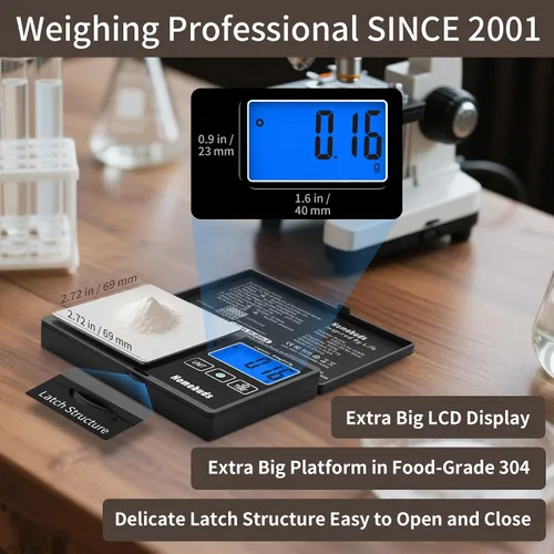 Vista 3 de Homebuds Báscula digital de gramo de 17.64 oz de alta precisión en 0.00 oz con nivel de burbuja, asegurada por una fábrica profesional de básculas