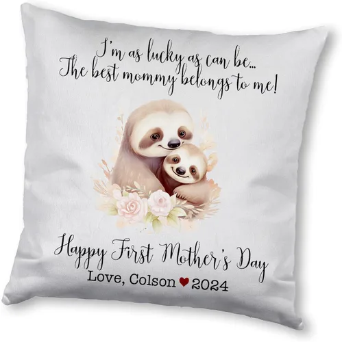 Vista 7 de Mother's Day Sloth, First Mother's Day Custom Pillowcase, Personalized Mother's Day Pillowcase, Gift for Mom, Home Decor