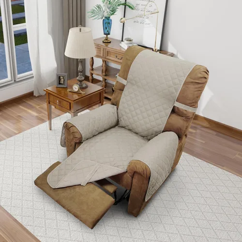 Vista 79 de Fundas para Silla Reclinable Reversibles Funda de Sofá para Mascotas Protector de Muebles Lazy Boy (Silla 23'', Beige/Beige)