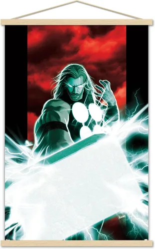 Vista 16 de Trends International Marvel Comics - Póster de pared de Thor - Mjolnir, 14.725 x 22.375 pulgadas, versión enmarcada de madera de granero