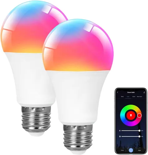 Vista 9 de Bombilla inteligente A19, 9 W, 900 lúmenes, RGB+CCT, 16 millones de colores vibrantes para bricolaje, sincronización de música a través de Tuya