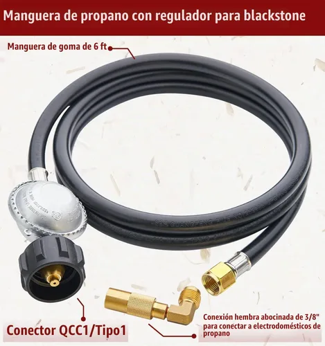 Vista 2 de CALPOSE - Manguera adaptadora de propano de 6 pies y regulador para Blackstone