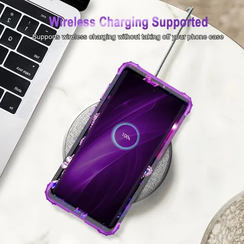 Vista 7 de Hekodonk Funda para Galaxy Note 10, que brilla en la oscuridad, tres capas, resistente, protección a prueba de golpes, plástico duro+silicona suave